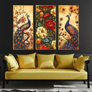 Set of Three large Wall Paintings for Wall Dacoration Golden Framed Wall Paintings for Living Room & Bedroom Wall Art for Home Decoration & Office Wall DΓ©cor (14x11 inch CH-LGD3-5)