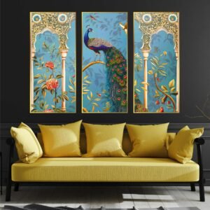 Set of Three large Wall Paintings for Wall Dacoration Golden Framed Wall Paintings for Living Room & Bedroom Wall Art for Home Decoration & Office Wall DΓ©cor (14x11 inch CH-LGD3-4)